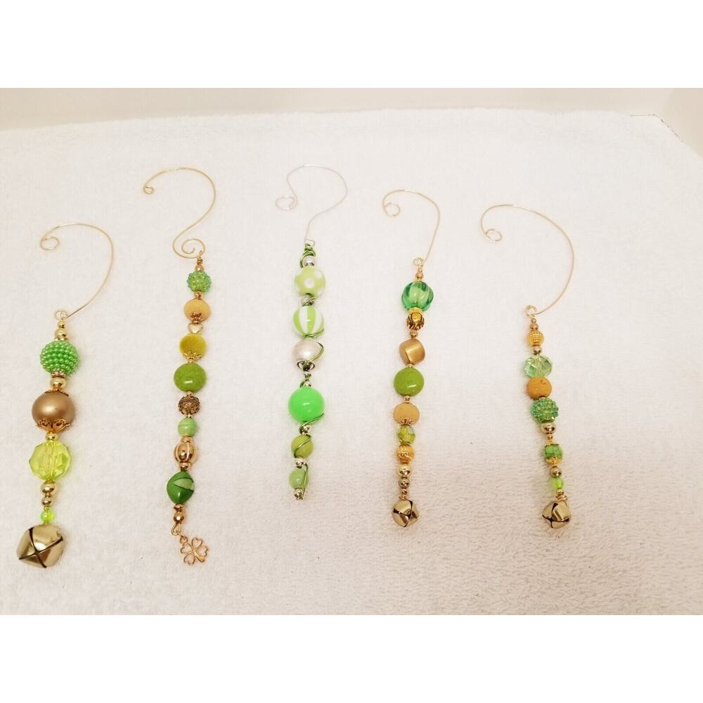 Lime green and gold Christmas icicle ornaments c19*
